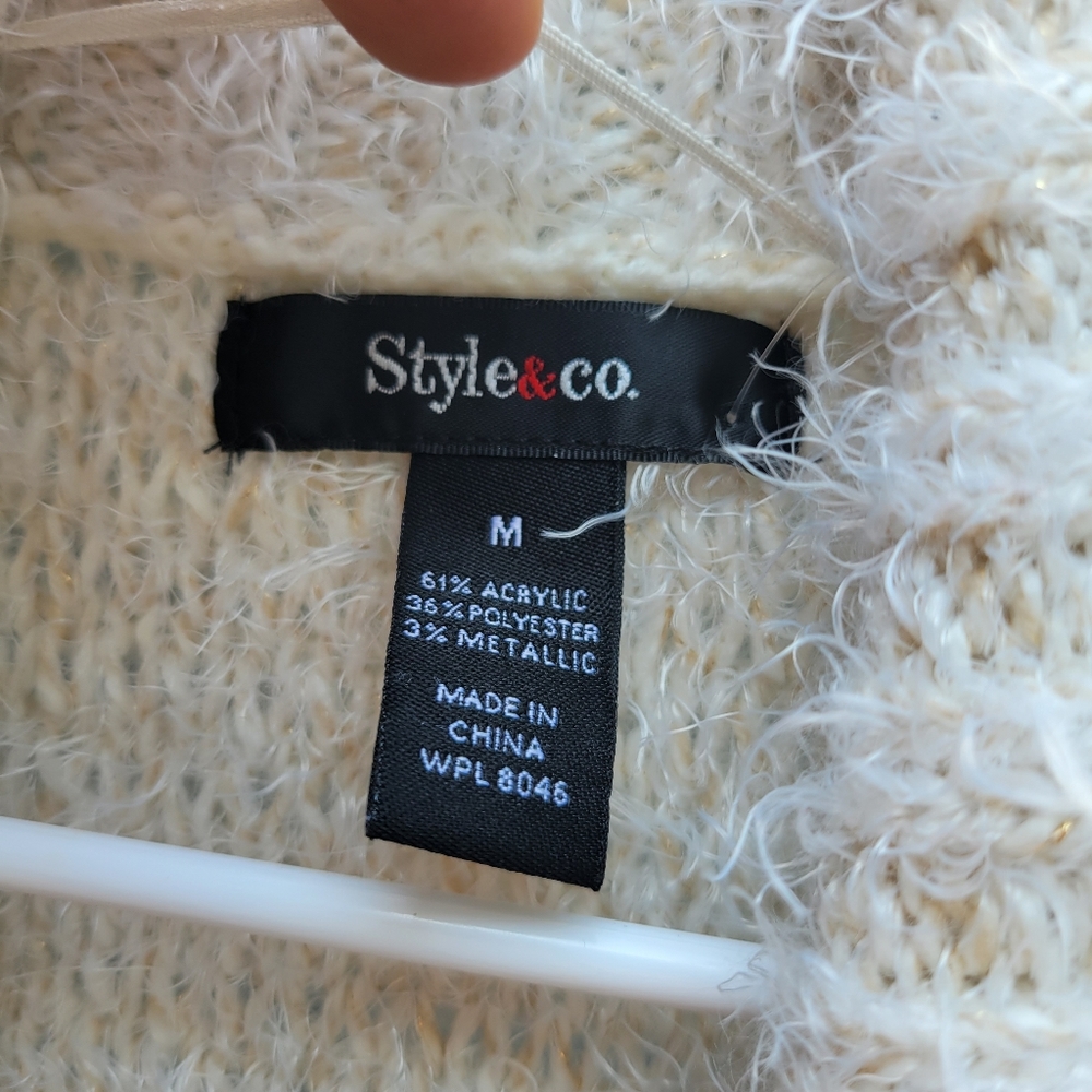 Style & Co. Cream Textured Open-Front Sweater - Picture 10 of 10